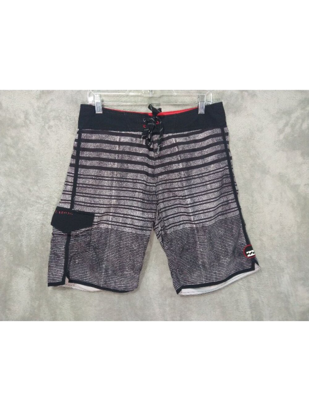 Billabong Shorts Mens 32 Gray Striped Platinum Quad Stretch Board Surf Swim